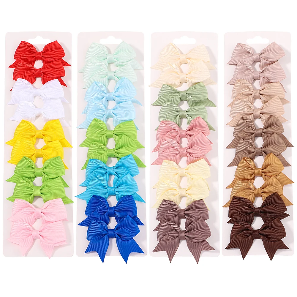 10 pçs/set 2.4 polegadas arcos de cabelo sólido com grampos de cabelo para meninas headwear novo artesanal bowknot barrettes bonito crianças acessórios de cabelo