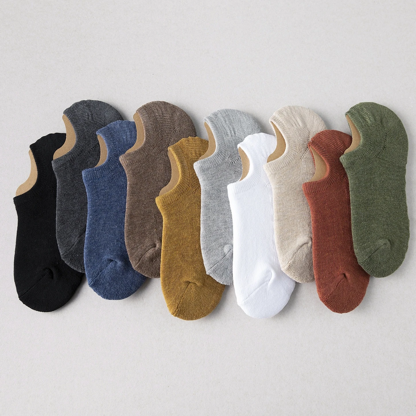 10 Pairs Women's Summer Boat Socks Invisible Cotton Towel-Like Sole Thick Sweat-Absorbent Non-Slip Short Socks Assorted Colors
