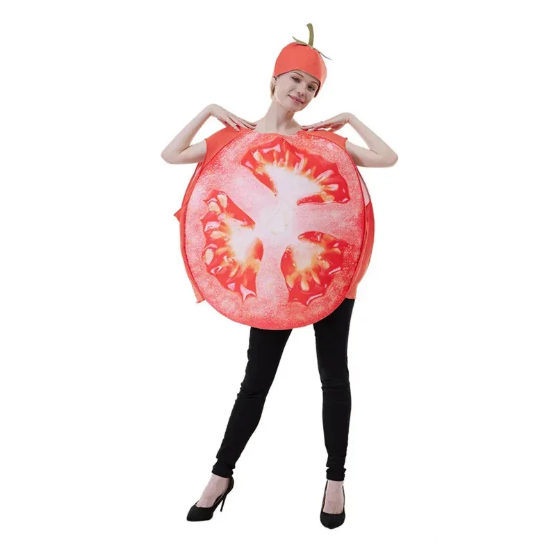 Halloween Fruit Slice Costume Adult Vegetable Tomato Stage Performance Costume Tomato COS Bodysuit