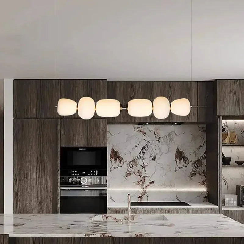 Nordic Round Ball Long Simple Led Chandelier for Dining Living Room Center Table Bedroom Bar Front Desk Hanging Light Fixture