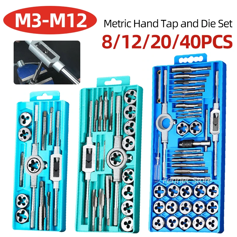 

Metric Tap and Die Set Thread Repair Kits for Threading and Rethreading Internal and External Threads Complete M3 to M12