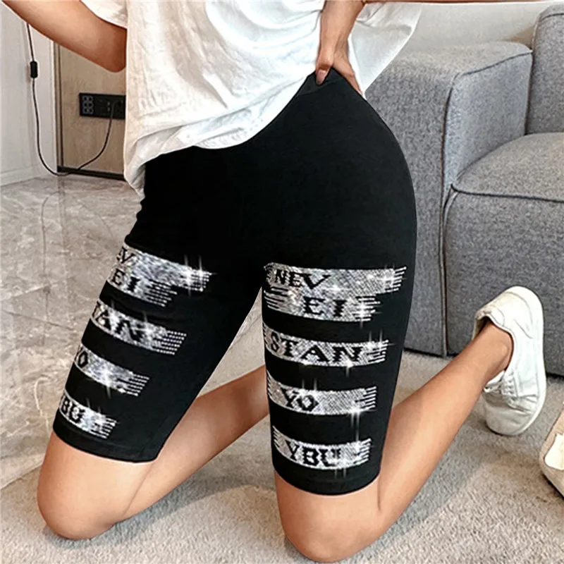 Pantalones cortos finos de Fitness para mujer, pantalones cortos de cintura alta para mujer, parte inferior de motorista, pantalones cortos de