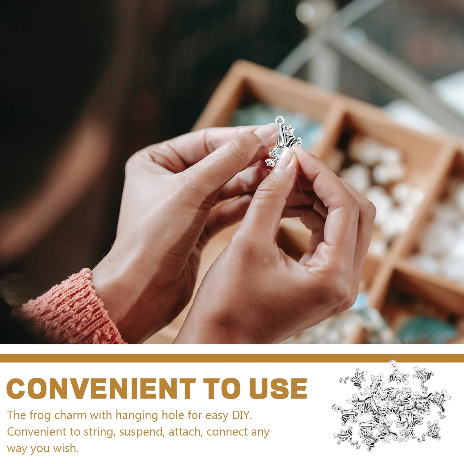 

50Pcs Vintage Zinc Alloy Frog Charms Durable Lightweight Pendant for Necklace Bracelet DIY Jewelry Making Accessories