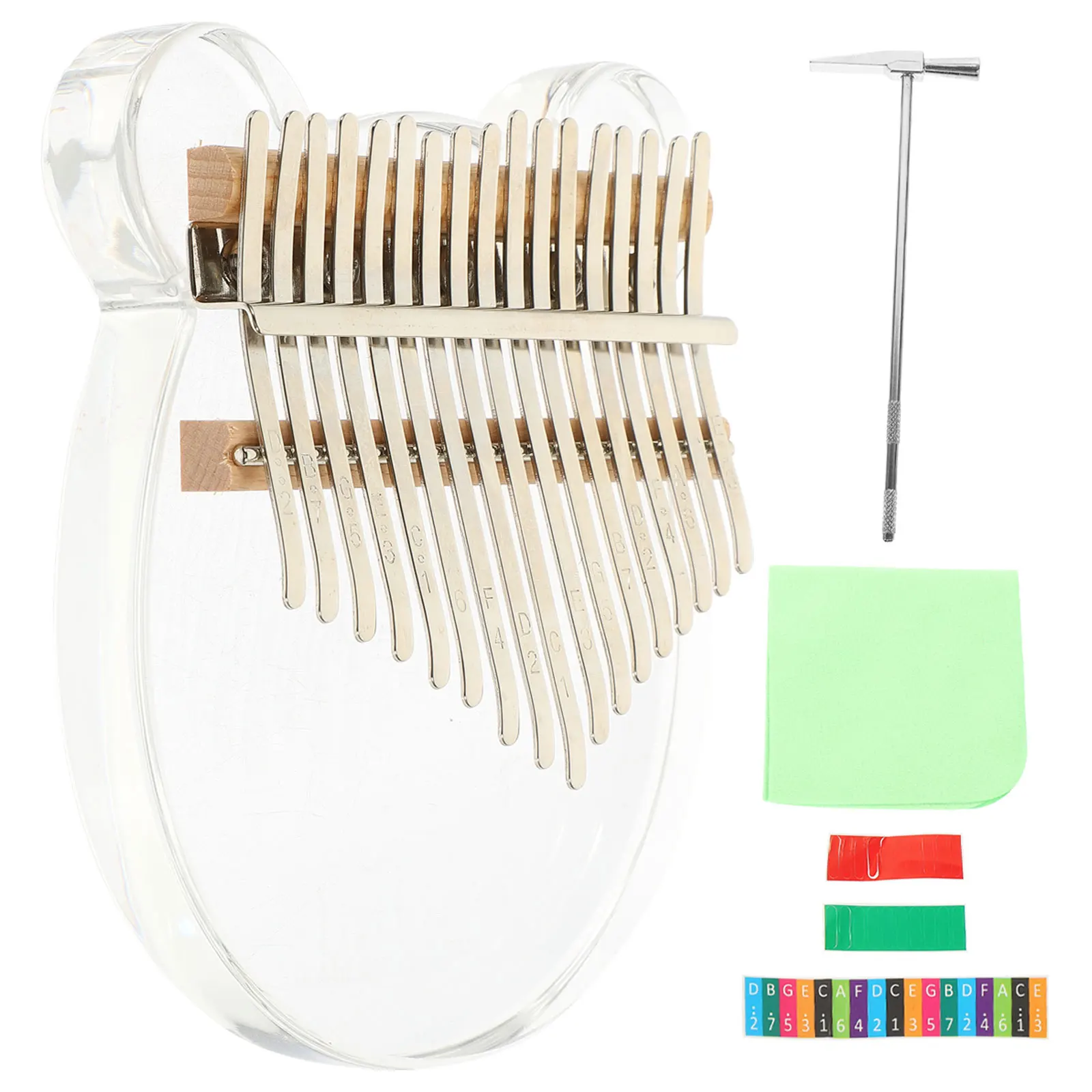 

Crystal Kalimba Thumb Piano 17 Keys Transparent Design Small Musical Instrument Stress Relief Portable Size Smooth Edges Clear