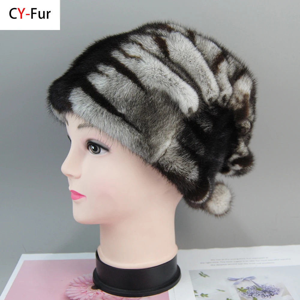 

Russian Fur Hat Winter Warm Natural Mink Fur Hats for Women Classic Luxury Caps Earflap Christmas Hat Luxury Lady Real Mink Hat