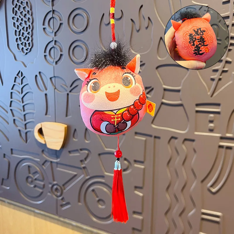 Chiński Nowy Rok Szczęśliwy Koń Pluszowy Brelok z Frędzlem Dekoracja Zodiakalny Figurka Kucyka Dekoracja Domu Miękki