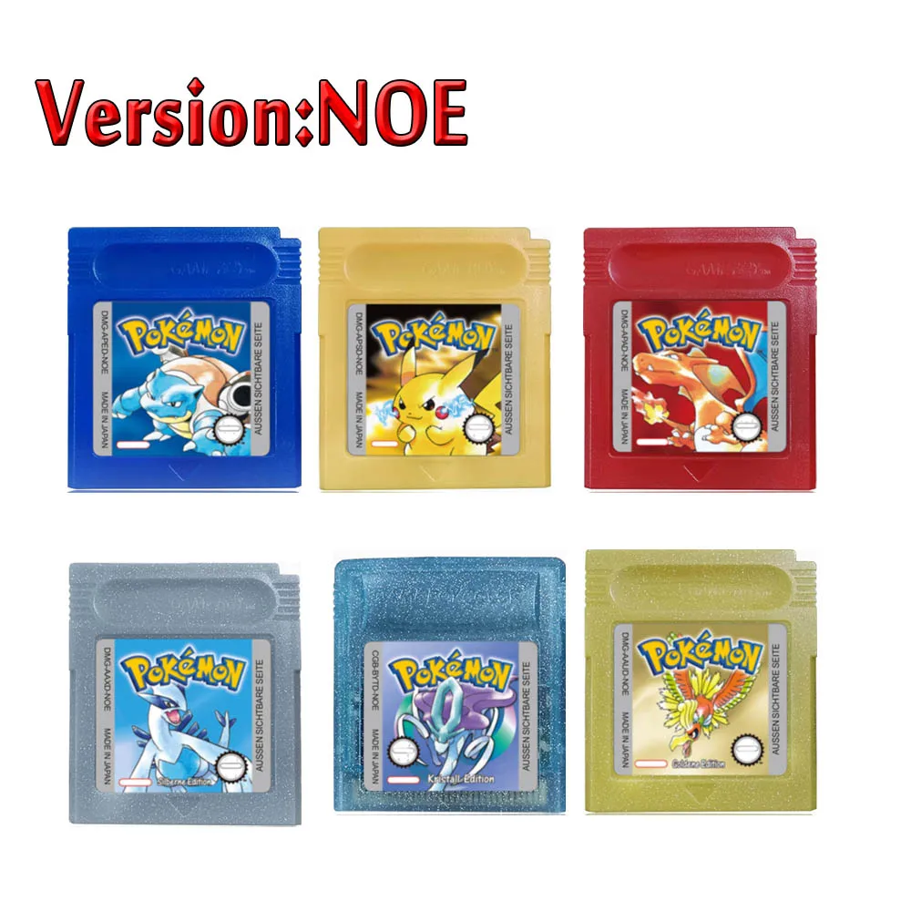 GBC Pokemon 16-bit game videogamecartridge consolekaart rood blauw kristal gouden groen zilver geel