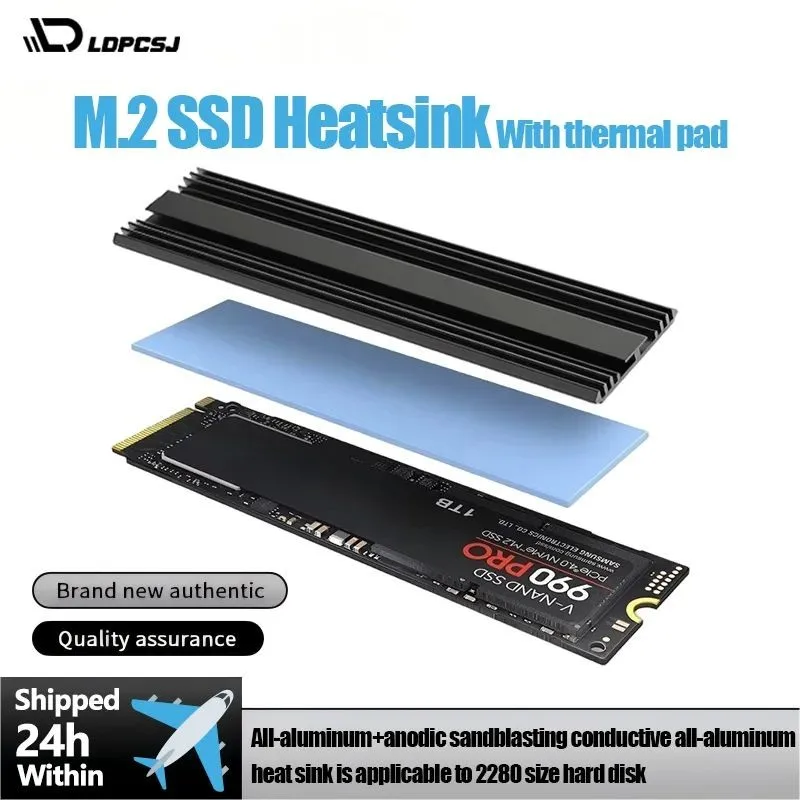 Aluminum M.2 2280 NVME NGFF SSD Heatsink Radiator LDPCSJ Full Cooling Kit With Thermal Silicone Pad Reduce High Speed Storage Thermal Throttling Practical Hardware Mod Parts For PlayStation 5 Console And Custom ATX Desktop Gaming Computer