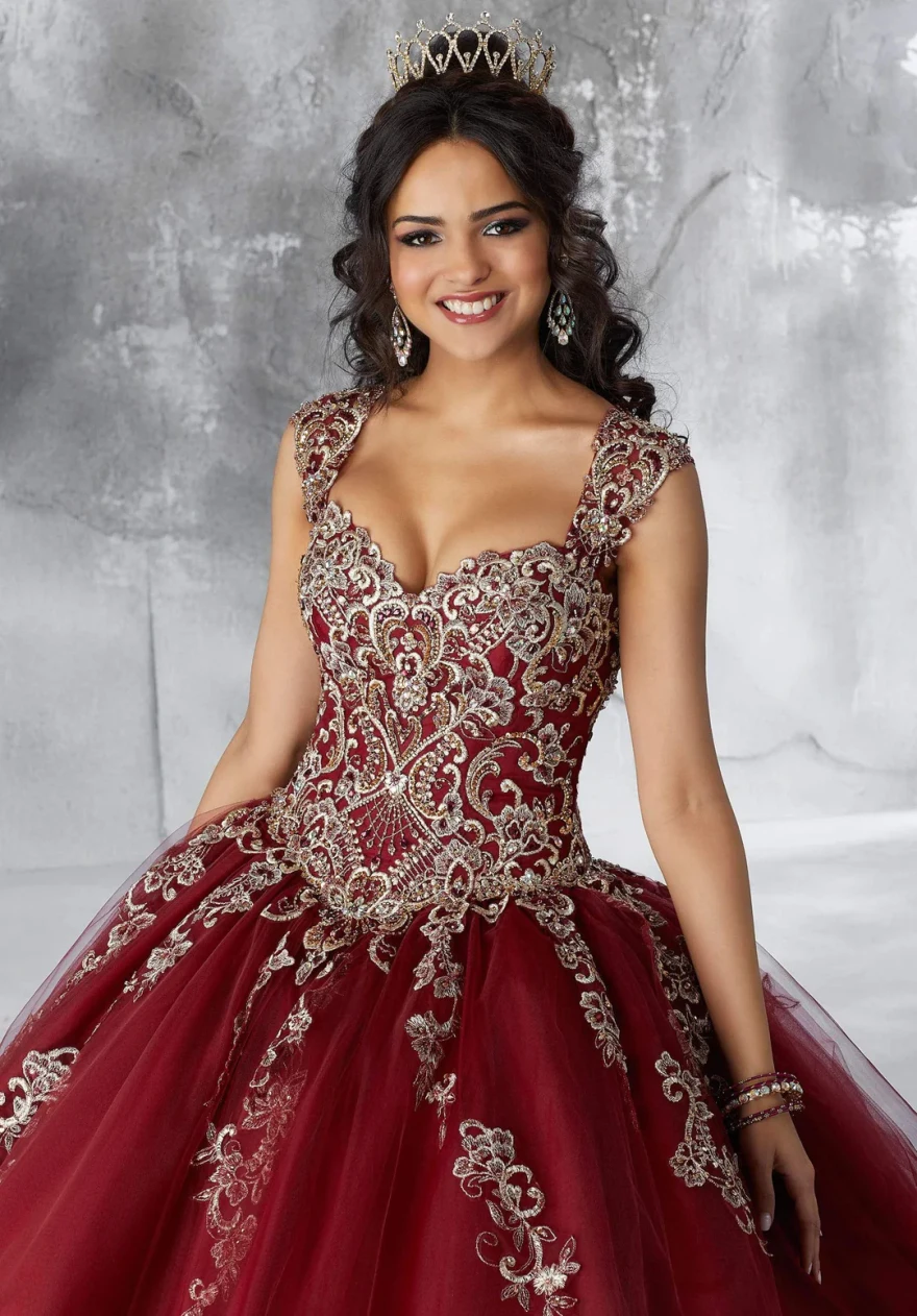 Lorencia-vestido De quinceañera burdeos, traje De fiesta Formal con apliques De cuentas, dulce 16, YQD105