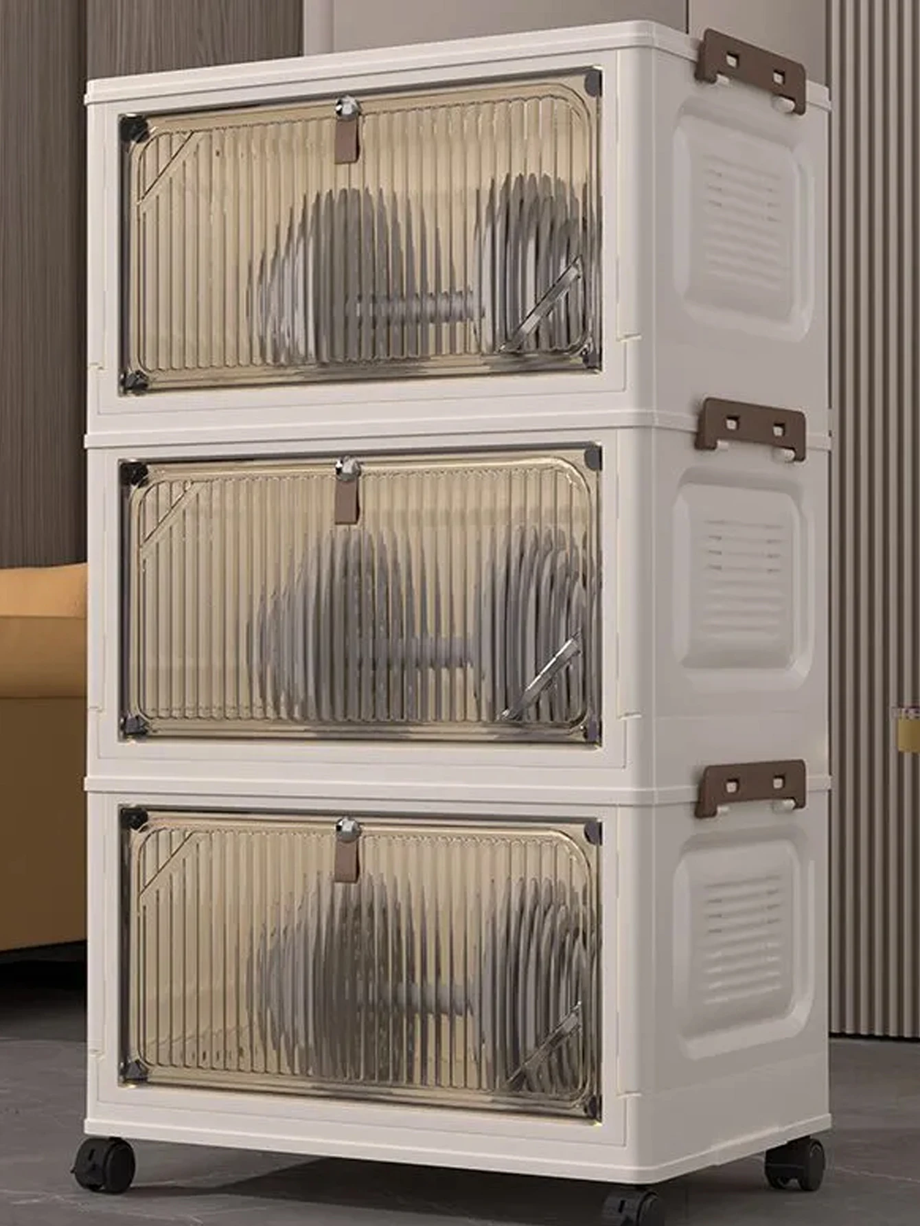 

Home Use Foldable Storage Cabinet for Living Room Deepened Snacks Miscellaneous Storage Cabinet Flip Cover Simple Beautiful