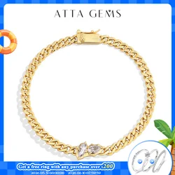 ATTAGEMS 2024 Marquise Pear Excellent Cut 0.9CTW Moissanite Bracelet for Man Women D VVS1 Real S925 Silver Cuba Chain Party Gift