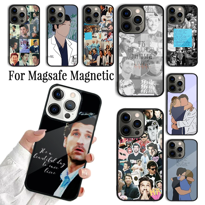 

Phone Case For iPhone 16 15 14 13 12 Mini 11 Pro Max Plus Magsafe Magnetic Wireless Charging Cover Derek Shepard Grey Anatomy