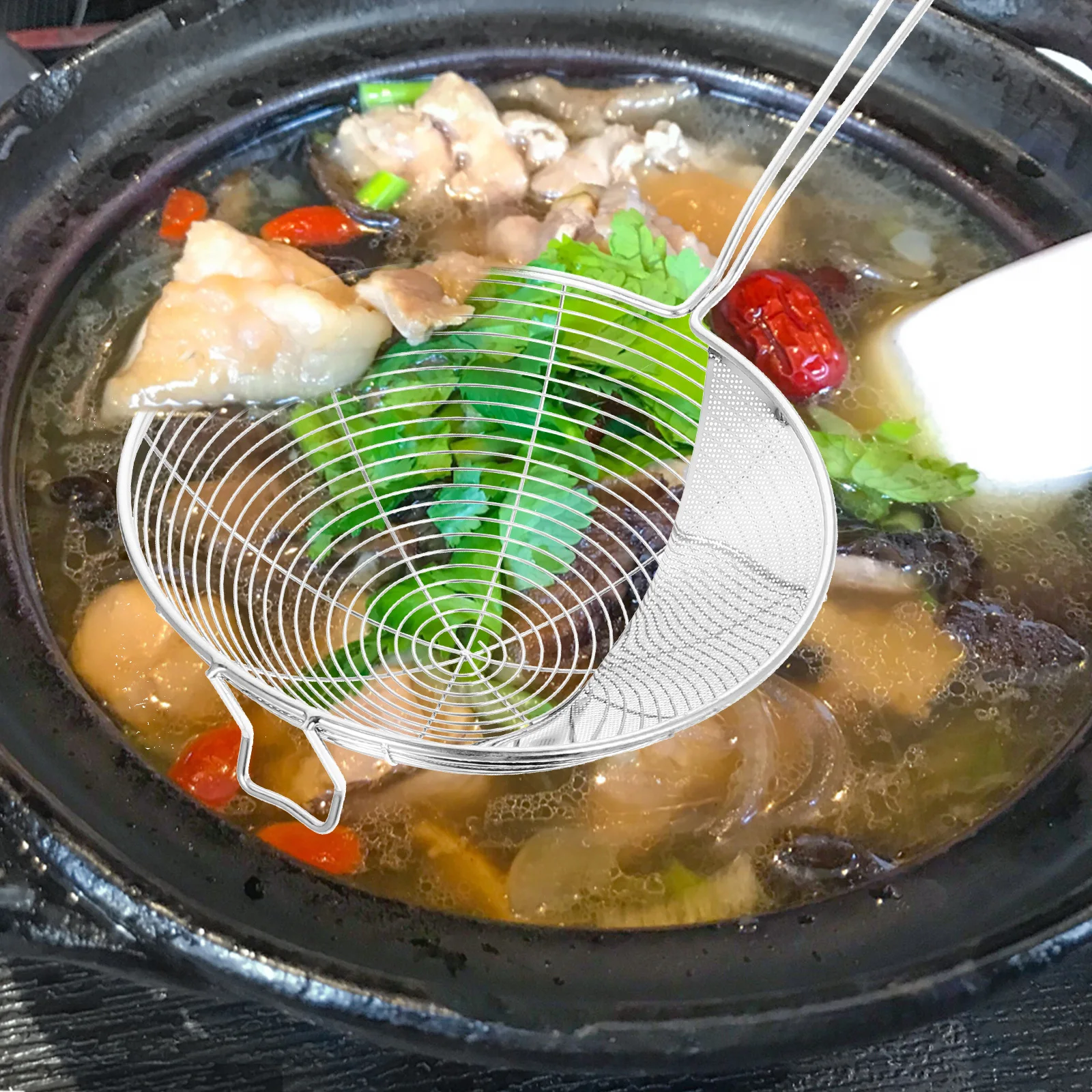 

1pc Stainless Steel Colander Spoon For Pasta Noodle Strainer Slotted Frying Tool Metal Filter Scoop Kitchen Gadget Cooking