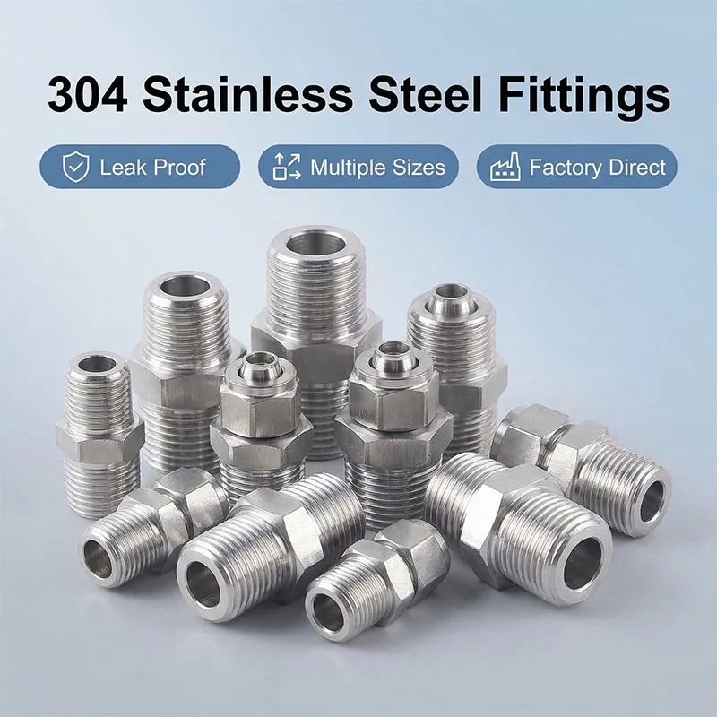 

304 Stainless Steel Quick-twist Hose Connector PC4 6 8 10 12mm Pipe Tube To 1/8 1/4 3/8 1/2 Pneumatic Quick Plug Metal Joint