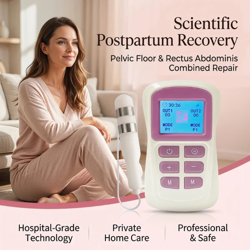 Home Pelvic Floor Muscle Trainer Dual Channel EMS Postpartum Recovery Machine Diastasis Recti Repair Urinary Incontinence Therap
