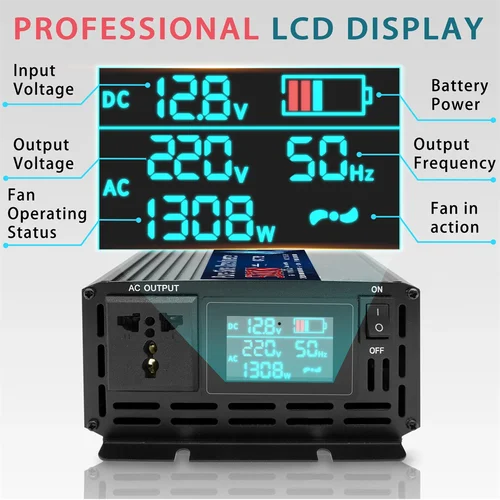 Imagen 2 del producto Inversor de Onda Sinusoidal Pura de CC 12V/24V/48V/60V/72V a CA 220V/110V 1000W 2000W 3000W 4000W 5000W, Convertidor de Energía para Coche y Solar