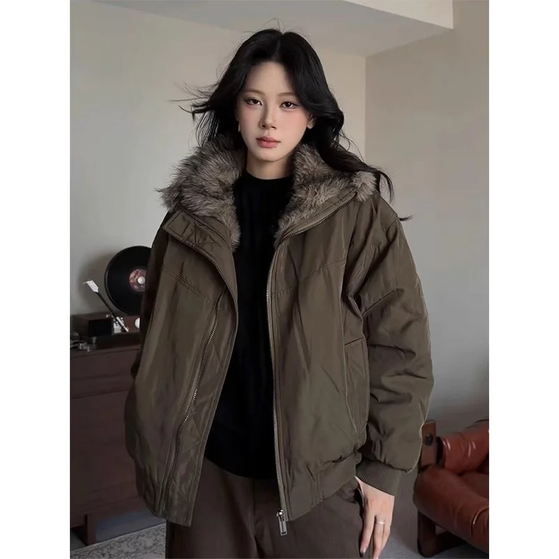 

Утепленная хлопковая куртка для мужчин на осень-зиму, в стиле милитари, с теплым меховым воротником, съемным, премиум-класса, для активного отдыха.