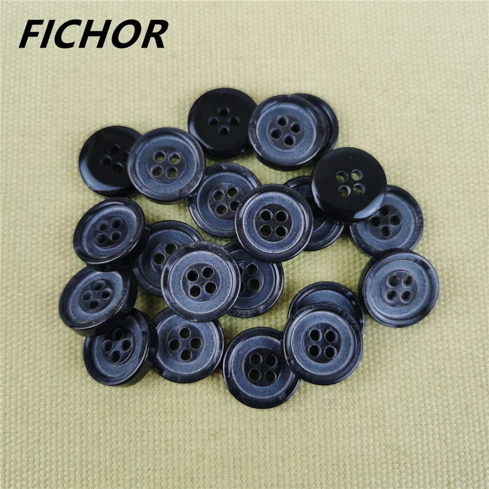 

30/50pcs 12.5mm 4 Holes Black Resin Buttons Round Solid Color Buttons for Clothes Shirt DIY Bottons Apparrel Accessories