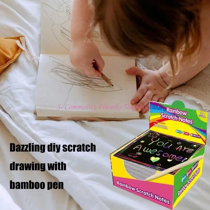 85AE 100 Pieces Scratch Notes with for Imaginative Creation Art Box Set Drawing for Educational Play