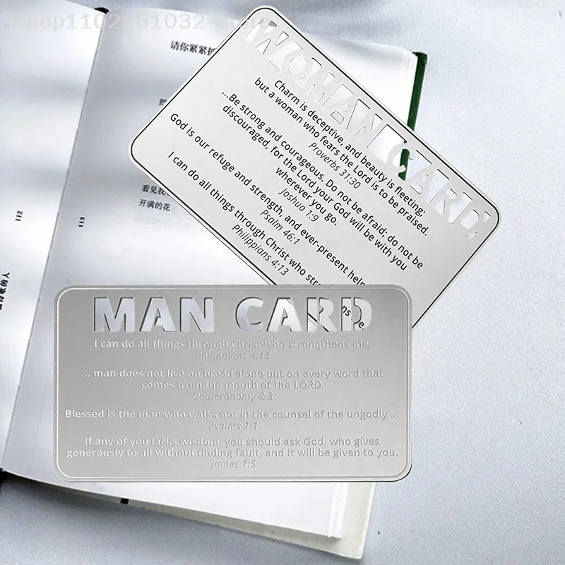 Christian Jesus Cross Holy Bible Verse Prayer Cards For Women Men Metal Card Creative Gift