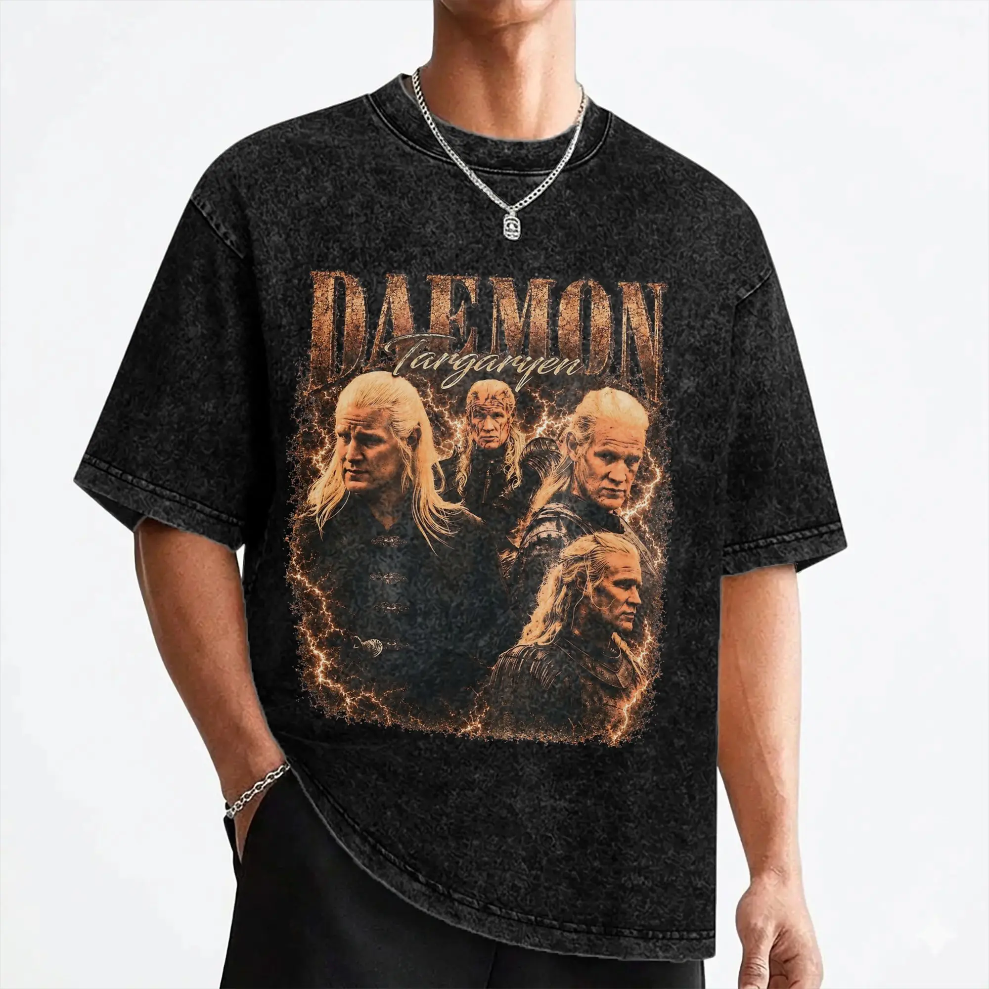 Houses of the Dragons Daemon Targaryen Washed T Shirts Streetwear T-Shirts Tee Shirt Men Women 100% Cotton Street Summer