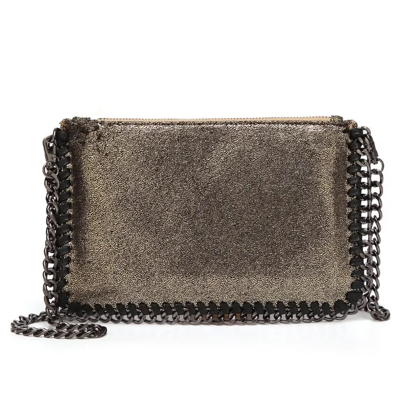 2024 Design Metal Plate Braided Chain Solid Color Shoulder Crossbody Mobile Phone Bag Female Purse Small Pouch Chic Bag