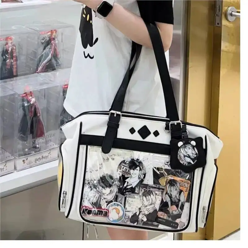 Bloom Japanese Beige Ita Bag Handbag Women Haruku Aesthetic Transparent Itabag Ladies Large Capacity Shoulder Bags 2024 New