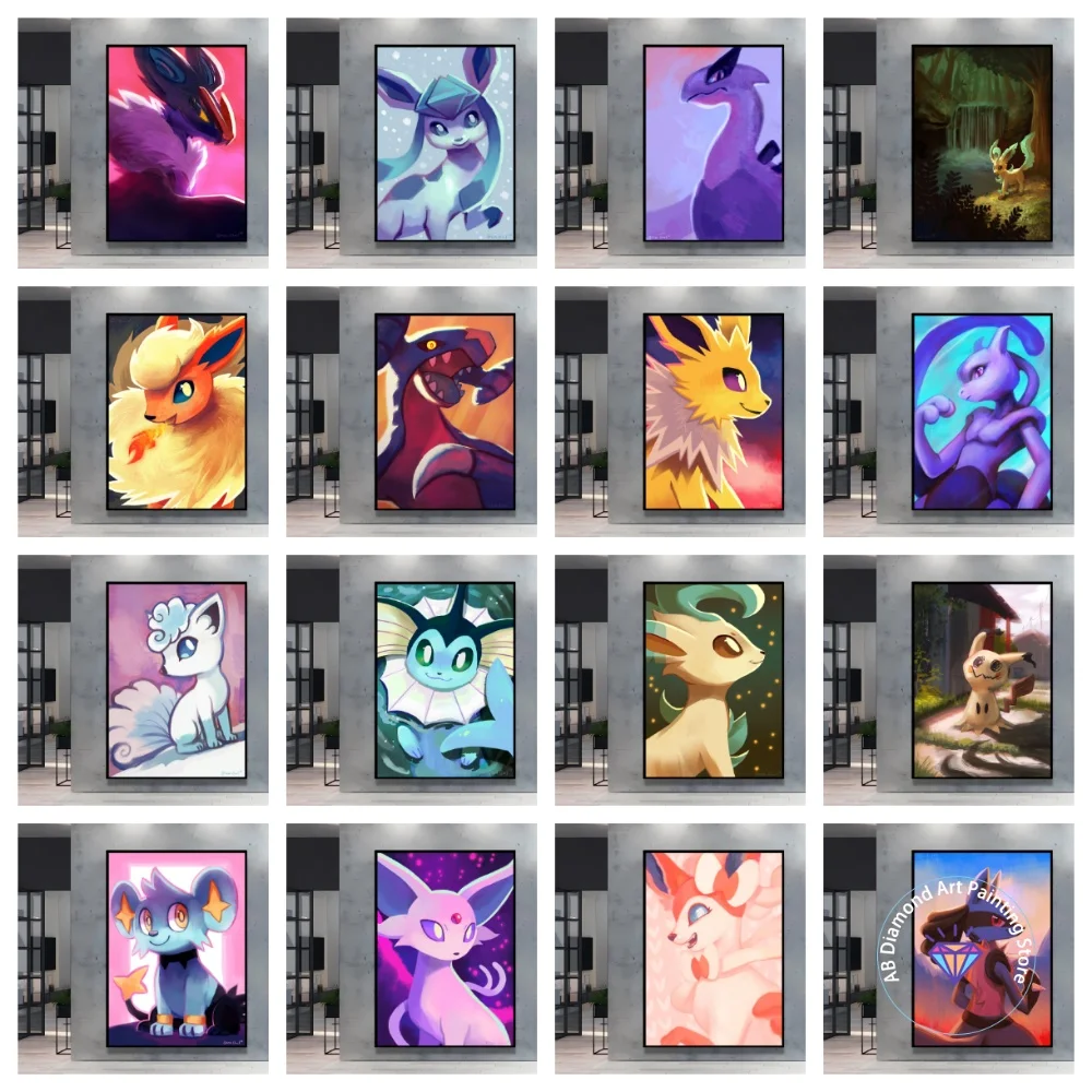 

Лидер продаж, аниме Pokemon Elf Mewtwo, квадратный круглый набор для алмазной живописи, 5D DIY, ручная работа, художественный подарок, ремесла, домашний декор, детский подарок