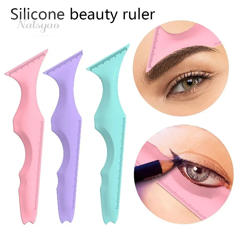 5 in 1 Silicone Beauty Ruler Reusable Eyeliner Stencils Winged Tip Eyeliner Aid Eyebrow Stencil Multi-Purpose Makeup