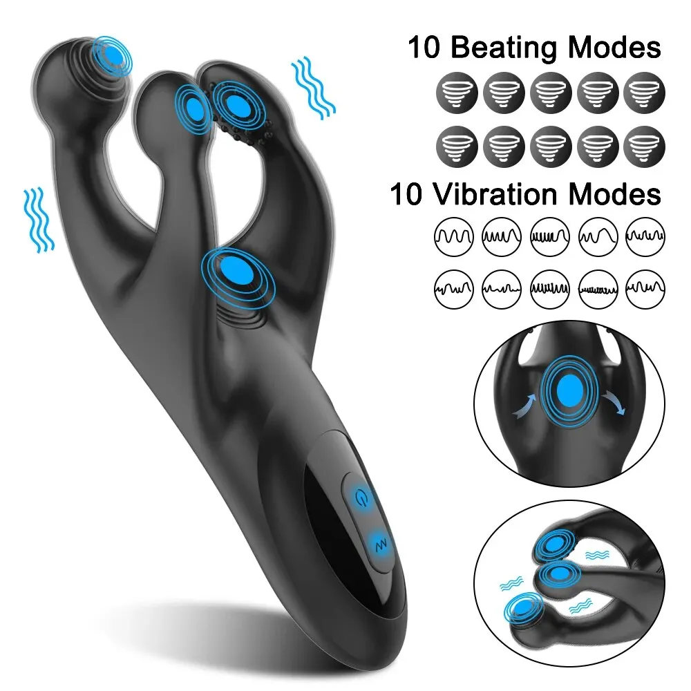 Vibration Male Penis Trainer Glans Exerciser Ejaculation Delay Vibrator for Men Masturbation Testis Stimulator Scrotum Massager