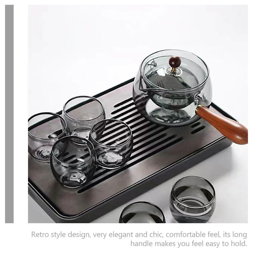 

Retro Glass Tea Pot With Long Handle Removable Filter Heat Resistant Kitchen Teapot For Home Office Party Portable