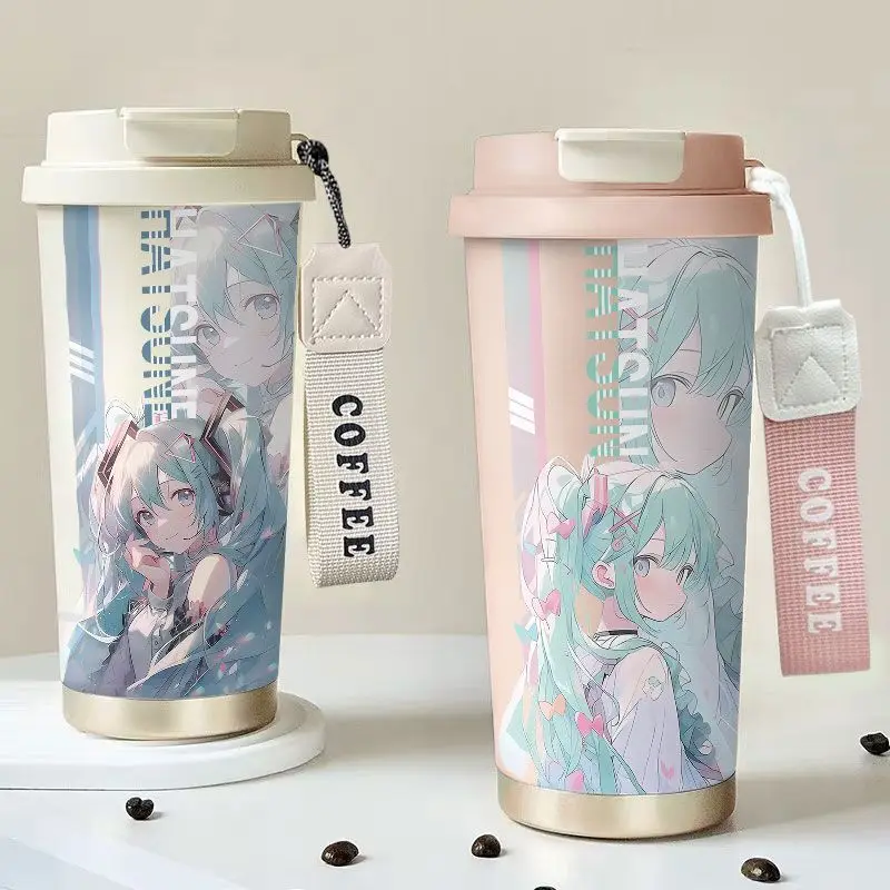 

Двумерная чашка-термос Hatsune Miku, новая соломенная чашка для двойного напитка, холодная чашка из нержавеющей стали 316, портативная автомобильная чашка для воды, оптовая продажа