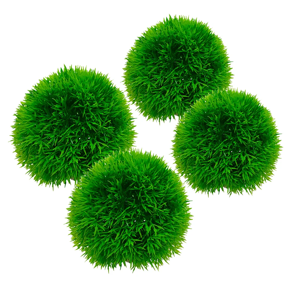 

4 Pcs Simulated Water Grass Flower Ball Plants Aquarium Décor Plastic Decoration Artificial Decorations Pp Decorative Aquatic