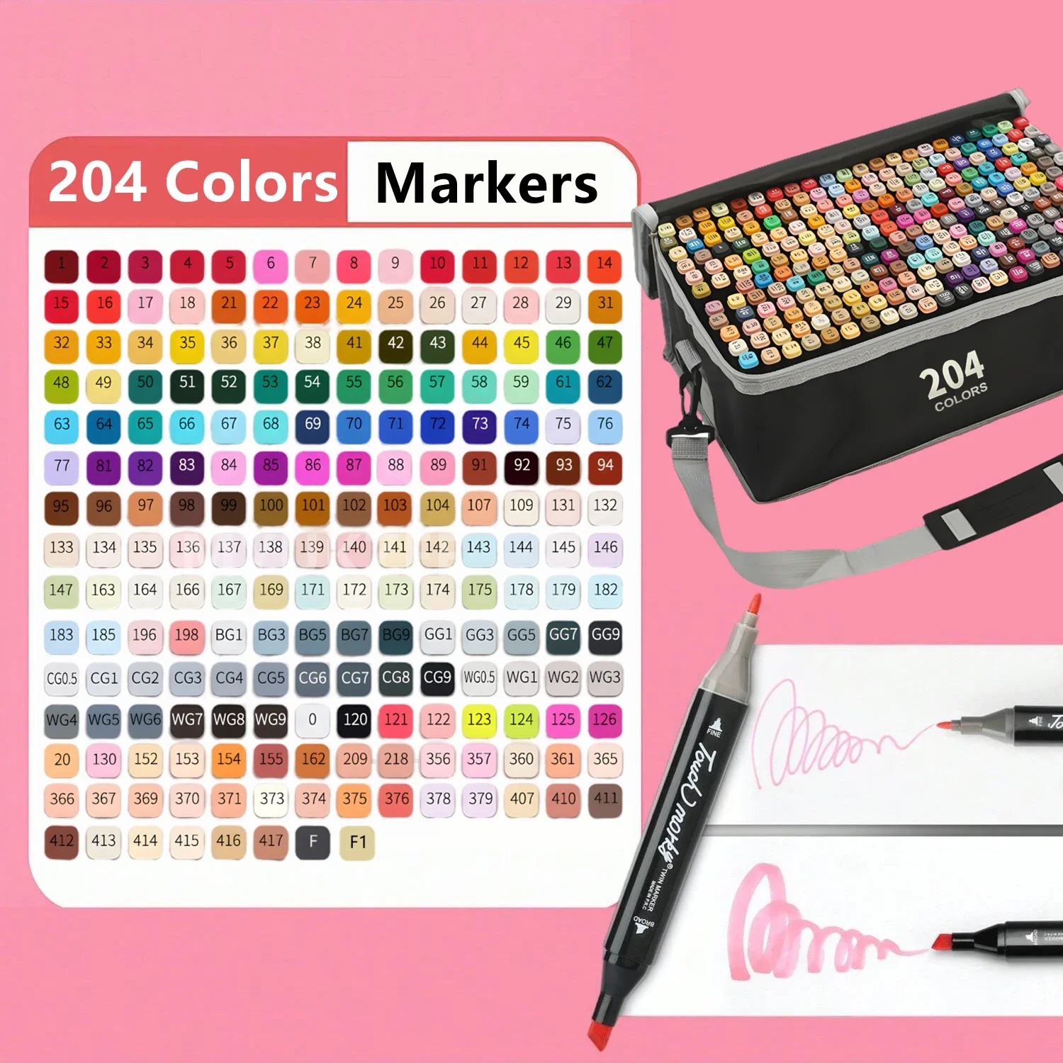 12-262 Colors Alcohol Felt Markers Pens Dual Tip Permanent Artist