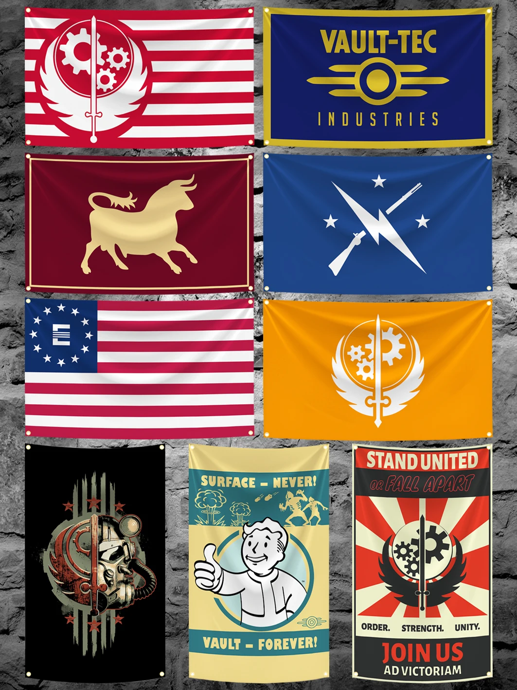 90x150cm Vault Brotherhood Of Steel Flag Tapisserie Polyester Digitaldruck Banner für Garage Wandkunst Outdoor Dekoration – Detail 3