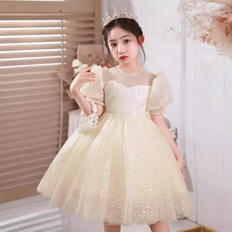 Girls' Host Little High-End Birthday Princess Dress Flower Girl Wedding Children's Piano Performance Costume