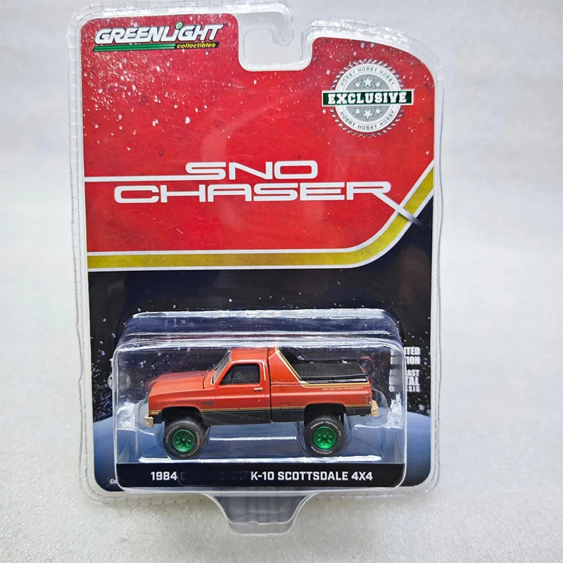 

Greenlight 1:64 1984 K-10 Scottsdale 4x4 - Sno Chaser Green Machine Series Alloy Die Casting Model Collect Ornaments