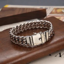 QN New Simple Fashionable Glossy Love Men's Bracelet Width 16mm Versatile Heavy Industry Wide Version Bracelet Jewelry