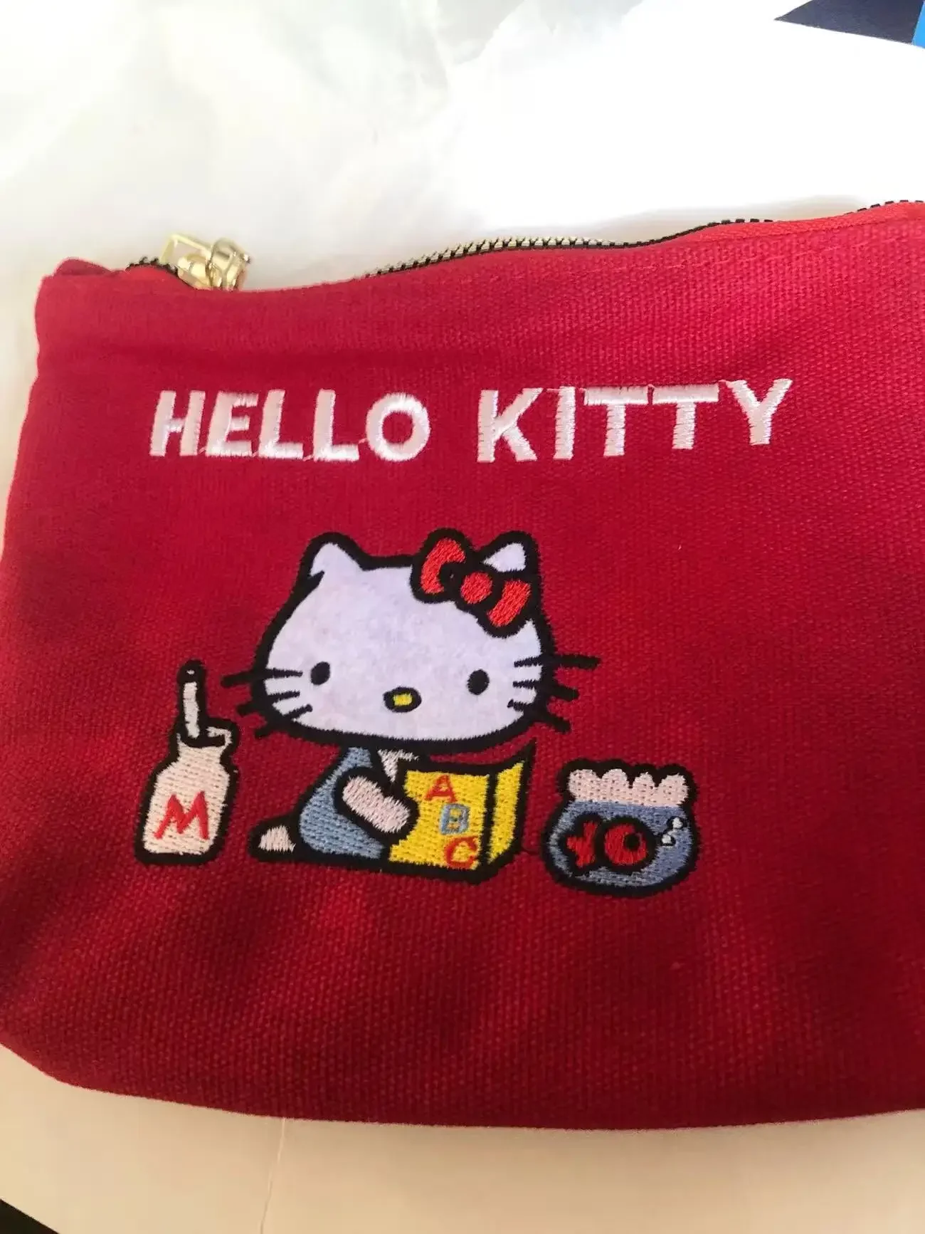 ハローキティ ブルー メイクアップバッグ 大容量 化粧ポーチ トラベルトイレタリーバッグ 女性 女の子用 漫画 ゼロウォレット ストレージ ギフト