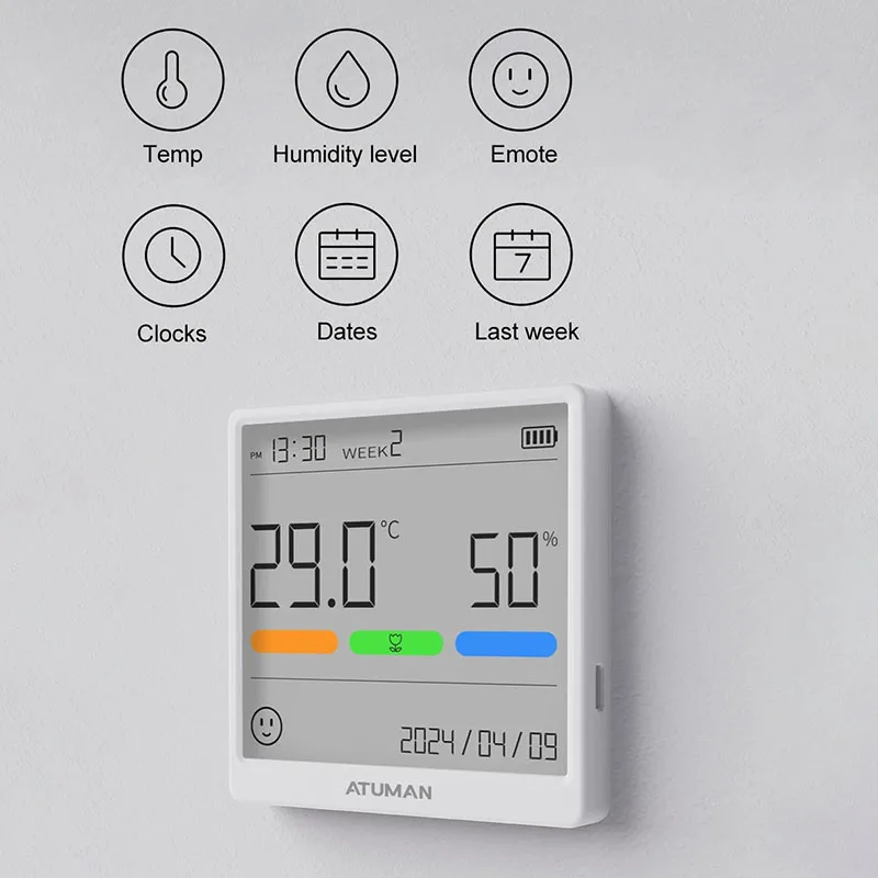 DUKA Atuman LCD Electronic Digital Temperature Humidity THSE Meter Clock Home Thermometer Hygrometer Sensor Weather Station