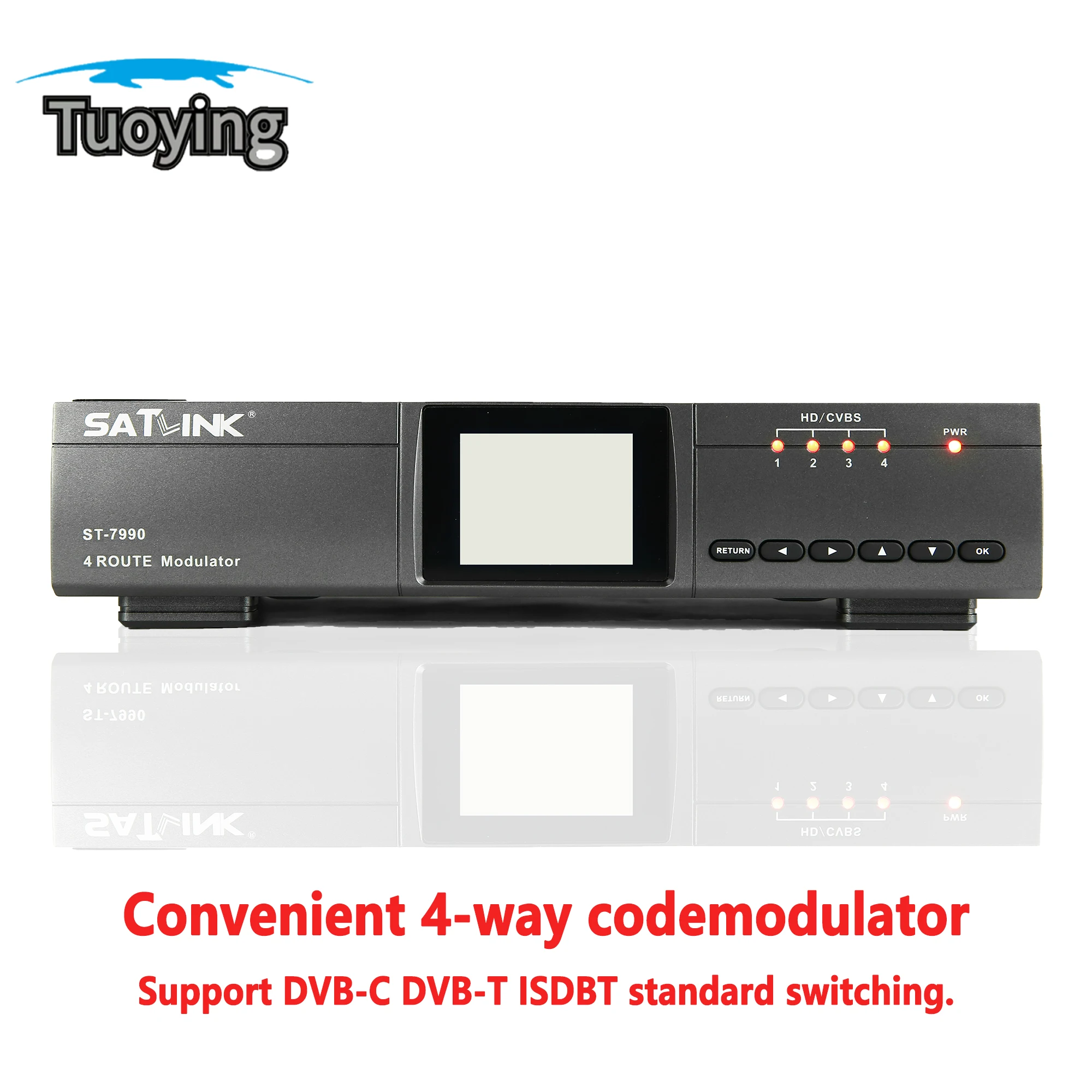 Satlink ST-7990 4-Channel Encoder Modulator Digital RF modulator that converts HD/video signals to DVB-T/DVB-C/ISDB-T RF outputs