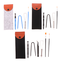 1Set Keyboard Cleaning Tool Kit Metal Keycap Puller Stem Holder Switch Puller Lubrication Pen Lube Brush W/Storage Bag