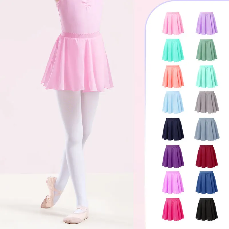 Ballet Skirt Girls Tutu Skirts For Ballet Dance Chiffon Skirts Elastic Waist Short Ballet Skirt For Girls