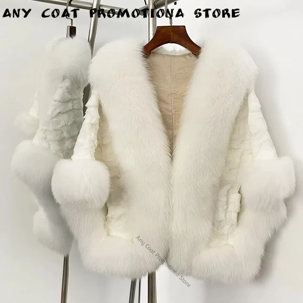 Natural Mink Fur Coat Cape New Female Winter Real Fox Fur Jacket Thickened Clothes Women Sleeveless Shawl Jacket for Holiday