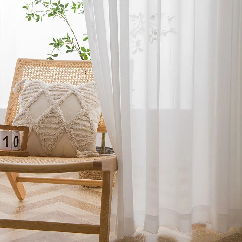 Cortinas de tul blanco crema para decoración de sala de estar, gasa transparente de alta calidad, súper suave y elegante, ventana Beige, dormitorio