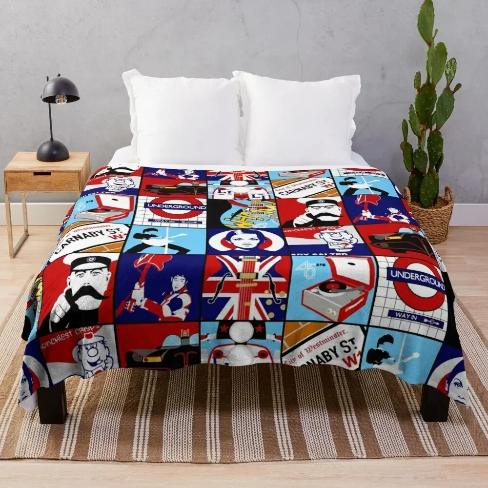 

Iconic mod pop art Throw Blanket Luxurious Soft Fuzzy Blanket for Sofa Bed