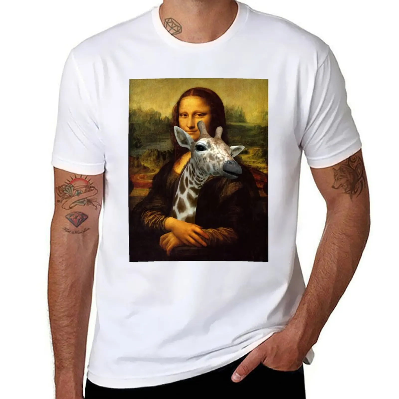 

Mona Lisa Loves Giraffes T-Shirt cotton t shirt pack man t shirt heavy cotton T-Shirt