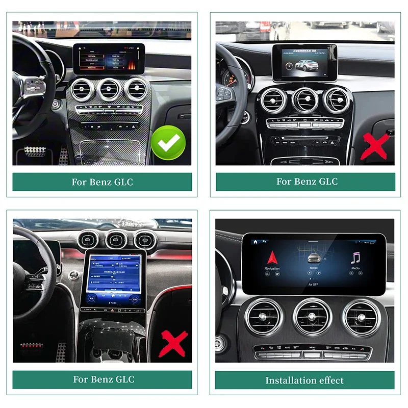 12.3” Android Touch Screen for Mercedes Benz GLC X253 C253 MBUX Apple CarPlay Android Auto Mirroring Full Screen Vehicle Cameras