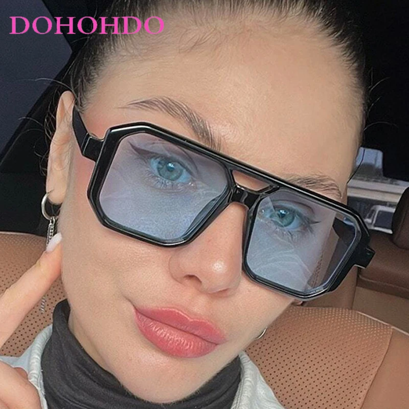 

Popular Square Twin Bridge Pilot Women's Sunglasses Brand Designer Classic Big Frame Men Eyewear Outdoor Driving Sunglass UV400