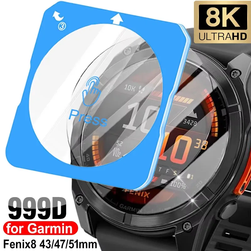 HD-Schutzglas für Garmin Fenix 8 43mm 47mm 51mm Solar AMOLED Displayschutzglas mit Installationswerkzeug Kratzfeste Folie